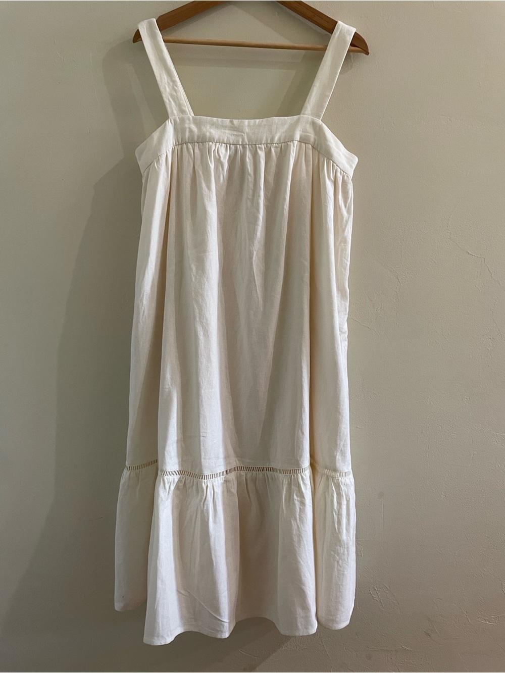 Love Bonito linen blend Cream Sleeveless Sundress with Square Neck size 8